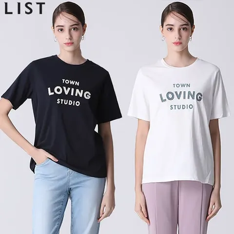 [리스트(LIST)] 러빙 스튜디오 코튼 레터링 티셔츠 (택가격: 118000원)
