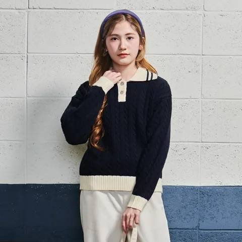 [보리보리/에꼴리에]여자 겨울이월 클래식 케이블 카라니트티 (24D5081)
