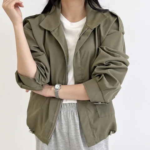점퍼 잠바 자켓 아우터 하이넥 스타일 데일리 야상 바람막이 여자 오버핏