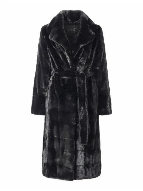 [진도모피]너치드카라 밍크 휘메일 코트(JFCR01BK) +할인쿠폰