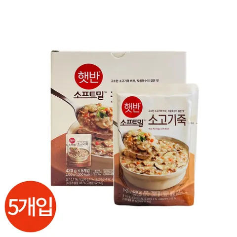 CJ 햇반 소프트밀 소고기죽 420g x 5개