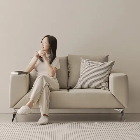 [슬레코폼] COM04 레오  가죽 에어홀 포켓스프링 소파 2인용 +할인쿠폰