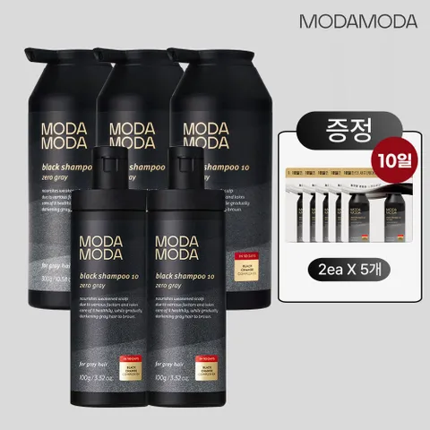 (쇼라)모다모다 블랙샴푸 300gx3+100x2+증정품(10일샤쉐)