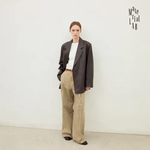 머티리얼랩 FAUX레더 오버핏 테일러드 재킷 - 현대Hmall