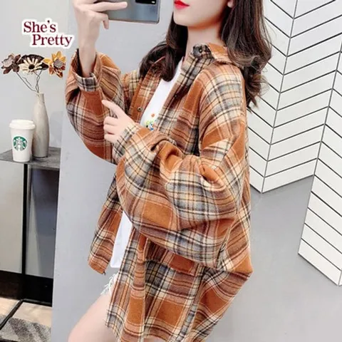 [하프클럽/쉬즈프리티]메이플체크롱셔츠