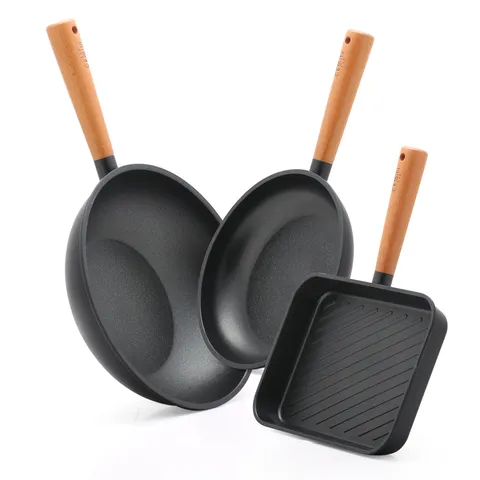 [세신 퀸센스] 아레나 인덕션 후라이팬 3종세트 - 후라이팬24cm/궁중팬28cm/사각그릴팬