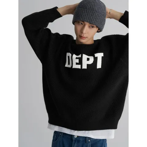 [현대백화점] [에잇세컨즈] 자카드 레터링 니트 풀오버  블랙 (225X51EQ15) +할인쿠폰