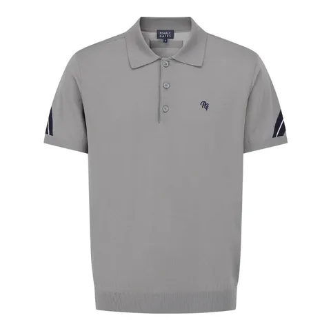 [현대백화점] [ 골프양말 3개 증정][파리게이츠]511E3SR101_GY-남성 사선 배색 포인트 카라 반팔 니트-(25년가을) +할인쿠폰