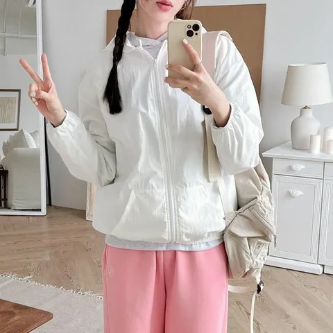 [하프클럽/다잇템]여자 후디집업 더블포켓 환절기 봄아우터 점퍼