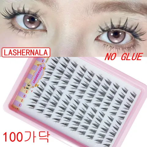 Lashernala 속눈썹나라 100가닥 속눈썹연장 노글루속눈썹 눈썹연장 가닥속눈썹 인조 속눈썹 고양이 아이 해