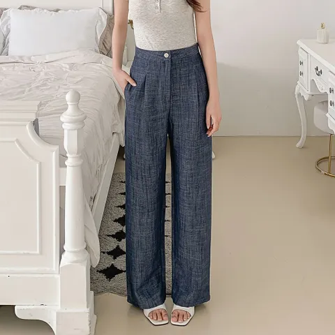 여자 편한 쿨 핀턱 여름데님 넓은 링클프리 청바지