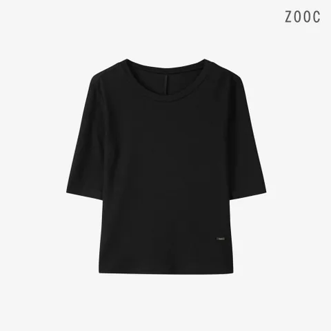[ZOOC] 라운드 베이직 하프 슬리브리스 티셔츠 BK_V263MSM906