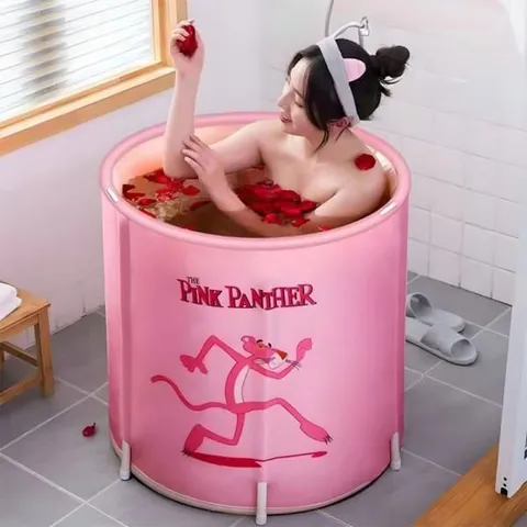 보드겜 3초 완성 접이식욕조 이동식 1인 반신욕조 핑크 N316