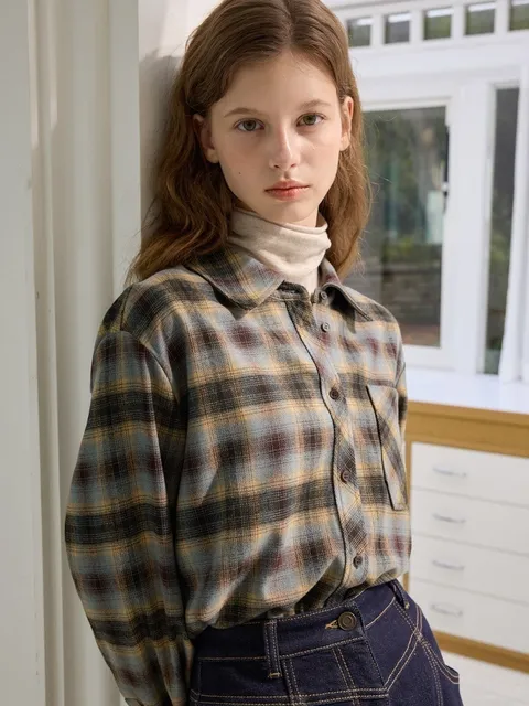 [현대백화점] [올리브데올리브] OE5WBA320 자수장식 포켓 체크 셔츠 