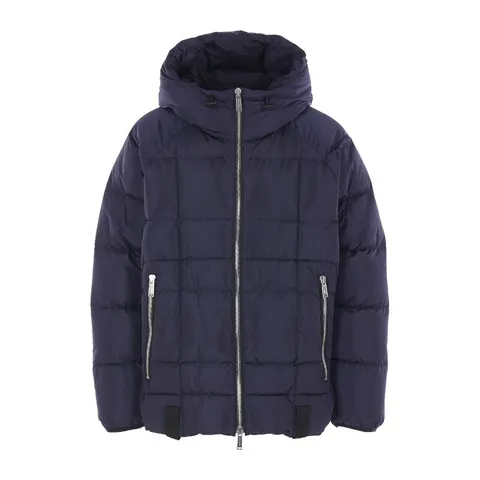 [해외배송][디스퀘어드2] 블루 나일론 그로스그레인 트림 후드 다운 재킷 S71AN0643 S53817487