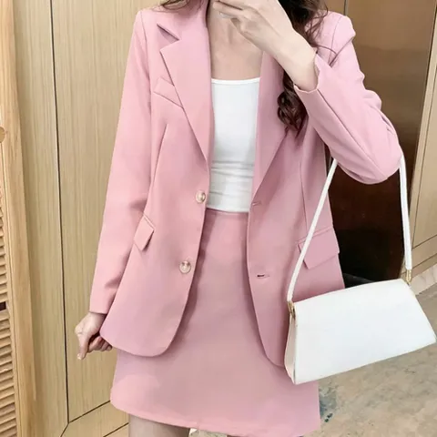 스커트 치마 여성 봄 정장 세트 핑크 투피스 봄옷