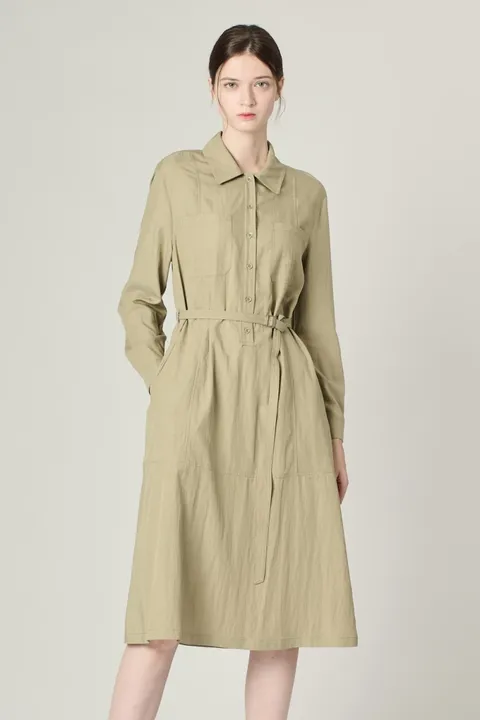 [현대백화점] [비씨비지] 셔츠형 벨티드 원피스 (A4F8O621) A4F8O621