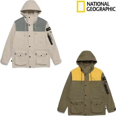 [현대백화점] 내셔널지오그래픽 N225MJP090 (필드AD)소재배색 포켓 후드 야상점퍼 +할인쿠폰
