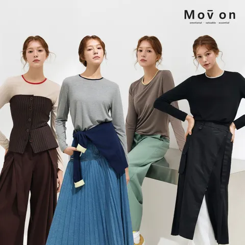 26SS 모브온 실키 엣지 티 블라우스 4종 세트