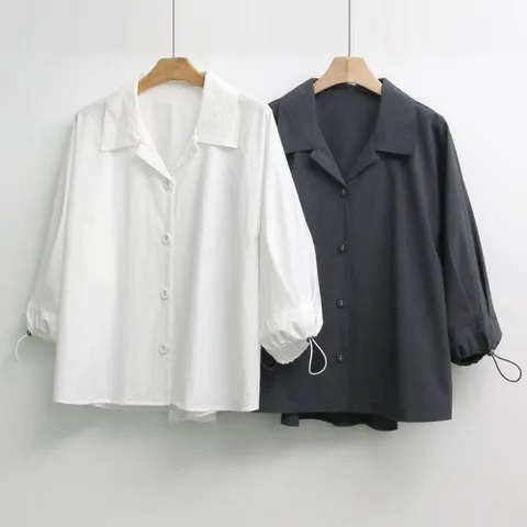 여자 펌킨 칠부소매 FW 흰블라우스 스토퍼 셔츠