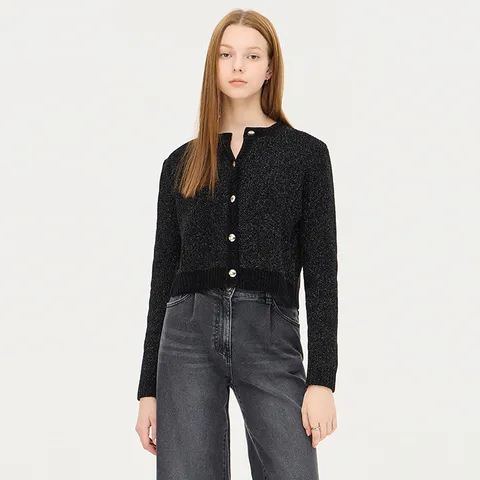 [시슬리] 메탈 글리터 니트 가디건_SAKC45461BK +할인쿠폰