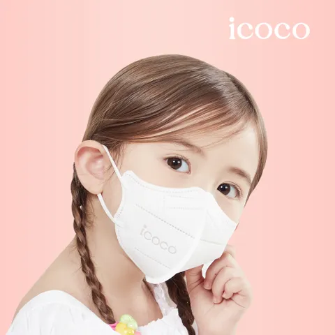 아이코코 KFAD 비말차단 마스크 50매 [화이트/블랙] [소형M 6∼8세]   