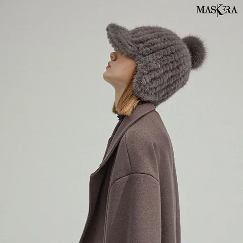 마스케라 비앙코(Bianco) 리얼 밍크 핸드메이드 니팅모자 1종 +무이자3개월