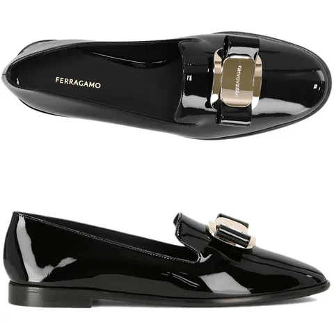 [페라가모] 바라보우 로고 ZAMIRA NERO 768944 여성 로퍼 구두 +할인쿠폰