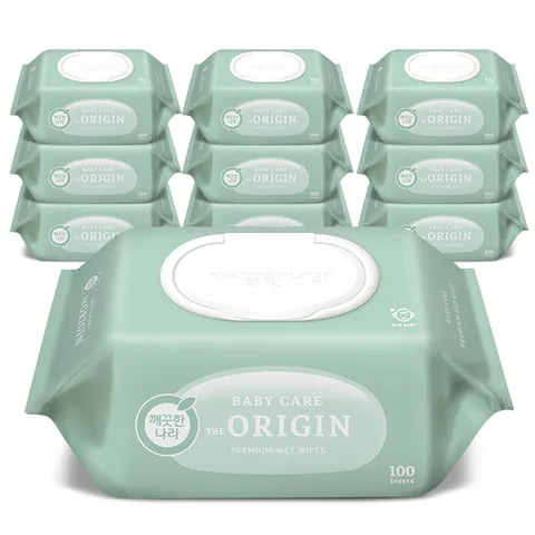 [온누리상품] 깨끗한나라 디 오리진 물티슈 캡 100매 x 10입