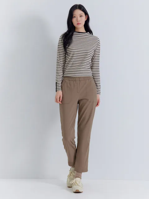 [지센] 스판 기모안감 풀밴드 배기 팬츠 LSPTPB53_DB