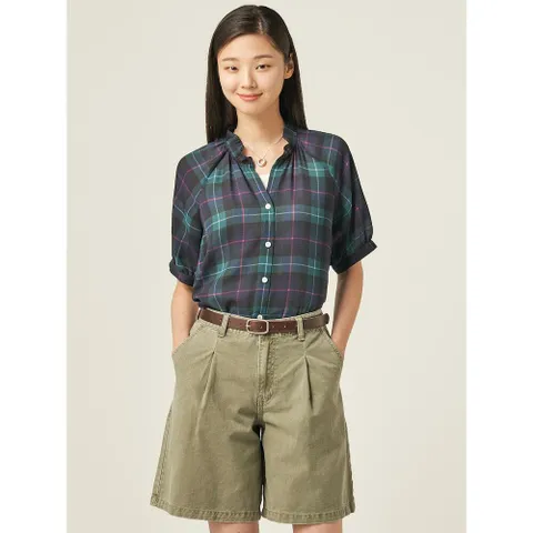 [우수고객전용] [빈폴레이디스] 타탄체크 폴리 쉬폰 블라우스  네이비 (BF5765C53R) +할인쿠폰