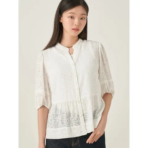 [우수고객전용] [빈폴레이디스] 5부 소매 볼륨 블라우스  화이트 (BF5765C551) +할인쿠폰