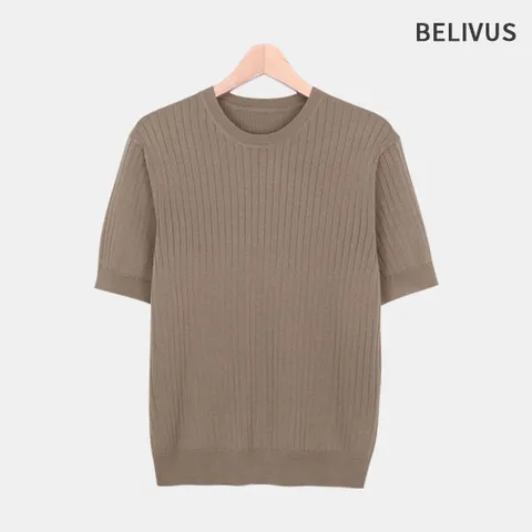 빌리버스 남자 반팔 니트 라운드 티셔츠 BRE042