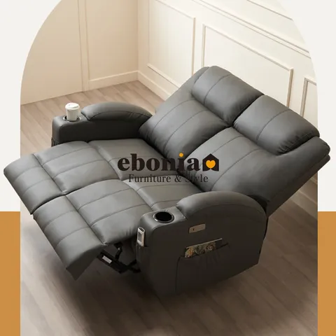 코모드 전동 2인 리클라이너 컵홀더형 에어레더 2인소파