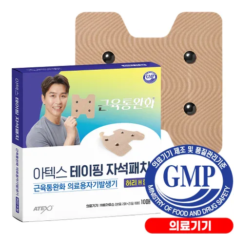 아텍스 테이핑 자석패치 허리H형 10매(본품 2+리필 8) 어깨 허리 무릎 손목 근육통 통증 동전 자석파스 - 현대Hmall