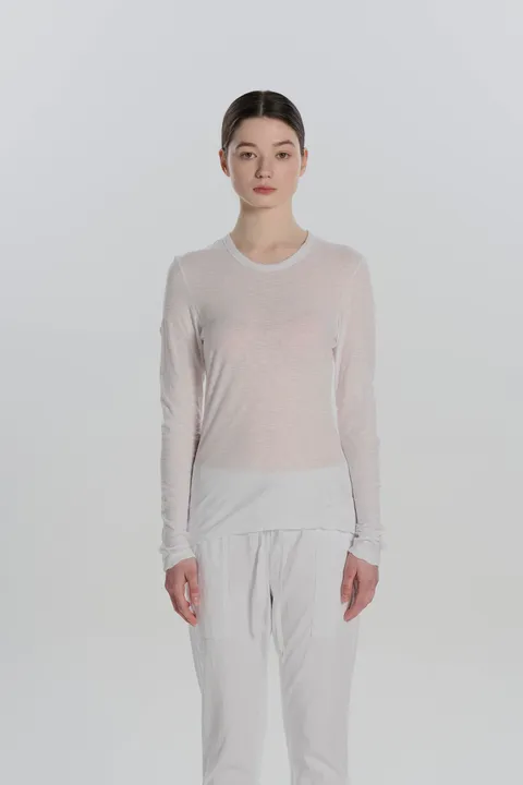[현대백화점] [제임스펄스] WUA3361 SHEER SLUB LONG SLEEVE CREW-WHITE