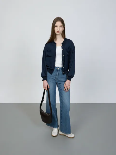 [현대백화점] [ZOOC] 니트 배색 블루종 블라우스 (Z251MSC007) +할인쿠폰