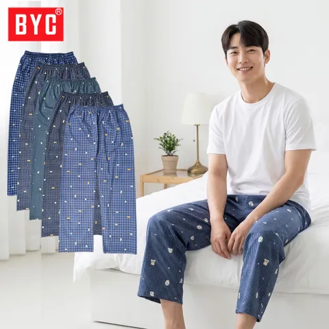 BYC 남자 40수 파자마 잠옷 바지 9부 순면 100% 편한 홈웨어 실내복 하의 - 현대Hmall