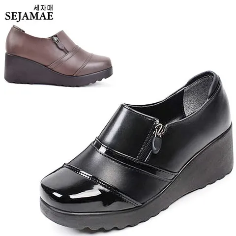 [세자매] 여성 6cm 키높이 통굽구두 발편한 웨지통굽 +할인쿠폰