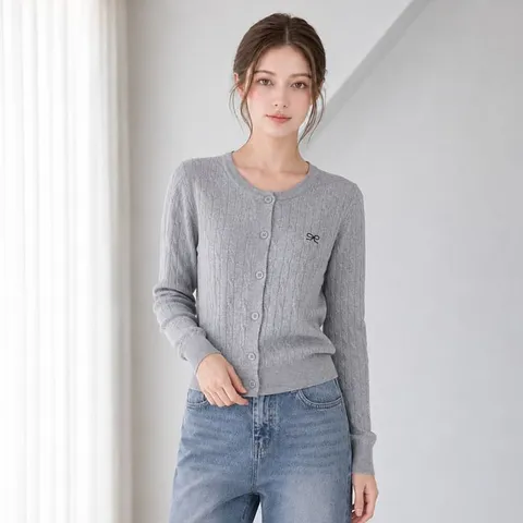 [올리비에스클로젯] 리본 포인트 케이블 가디건_O2608CD028C +할인쿠폰