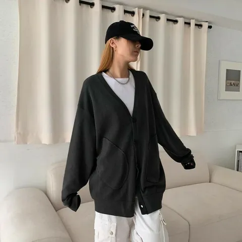 [하프클럽/다잇템]여자 박시핏 FW 큰사이즈 보라색 가디건