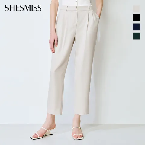[쉬즈미스] 핀턱 백 밴딩 테이퍼드 팬츠_SWWSLO22050