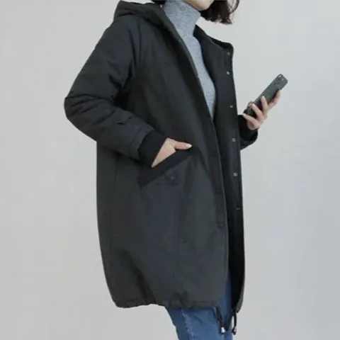 [온마이웨이] 면 100 국내 생산 여성 롱 속 누빔 후드 야상 점퍼 자켓 +할인쿠폰
