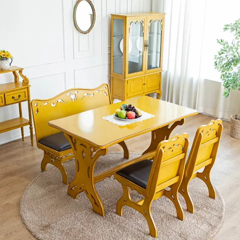 드리밍 4인용식탁 원목테이블 엔틱옐로우