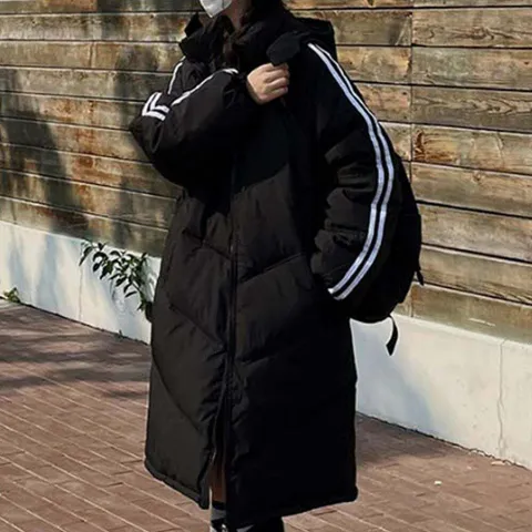 롱패딩점퍼 방한 코트 야상 여성 블랙 롱패딩 잠바 외투 후드 점퍼 겨울