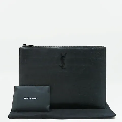 [중고]생로랑 453249 블랙 레더 크로커다일 패턴 YSL 태블릿 케이스 클러치 K4342YSL +할인쿠폰