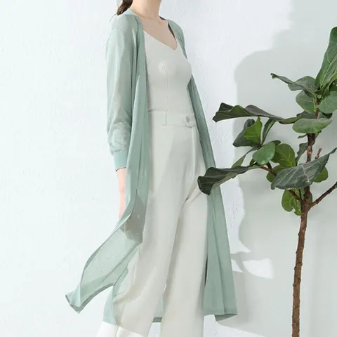 제라카 여성 여름 얇은 롱가디건 니트 로브 오픈 가디건 MDN520