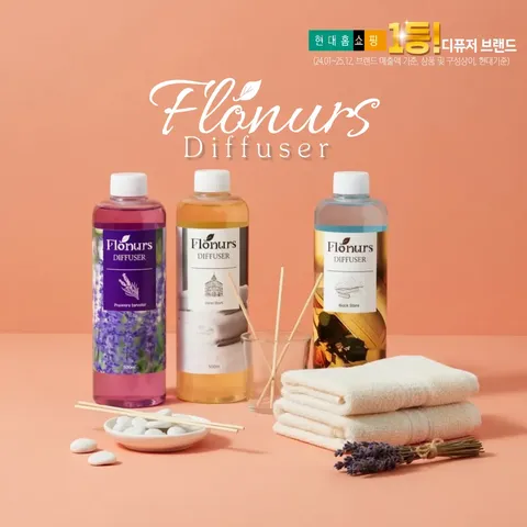 [플로너스] 꽃을담은 디퓨저 500ml 리필 3종 (프로방스라벤더+호텔머스크+북스토어)