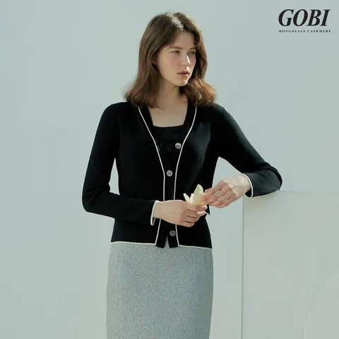 [런칭가 329000원] 고비(GOBI) 실크 캐시미어 라인 니트 자켓