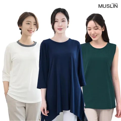 [엄마옷 모슬린] 여름 베이직 티셔츠 모음전 중년여성 마담 50대 60대 70대 할머니옷 아이스 무지 +할인쿠폰
